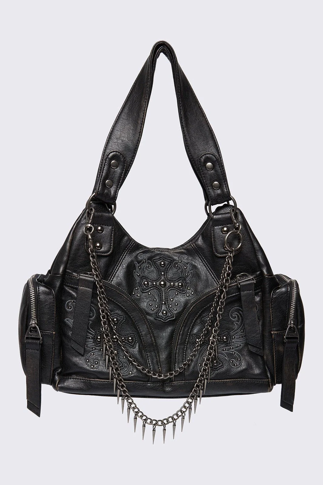 Abyss Black Faux Leather Shoulder Bag - Image 3