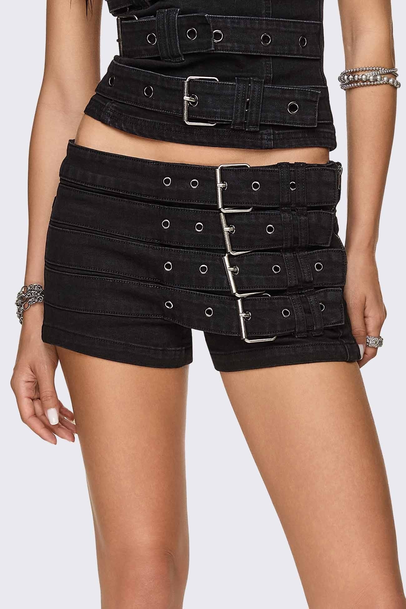 Ada Belted Mini Denim Shorts - Image 3
