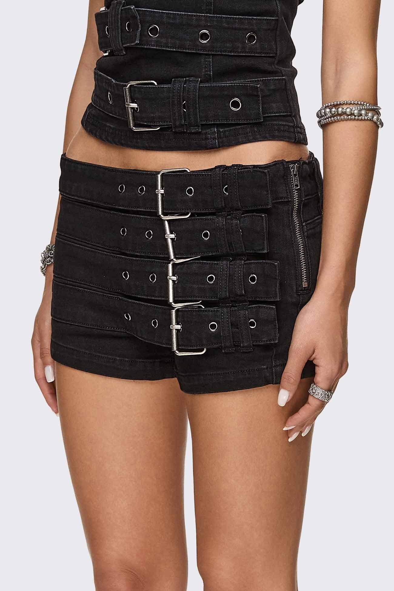 Ada Belted Mini Denim Shorts - Image 5