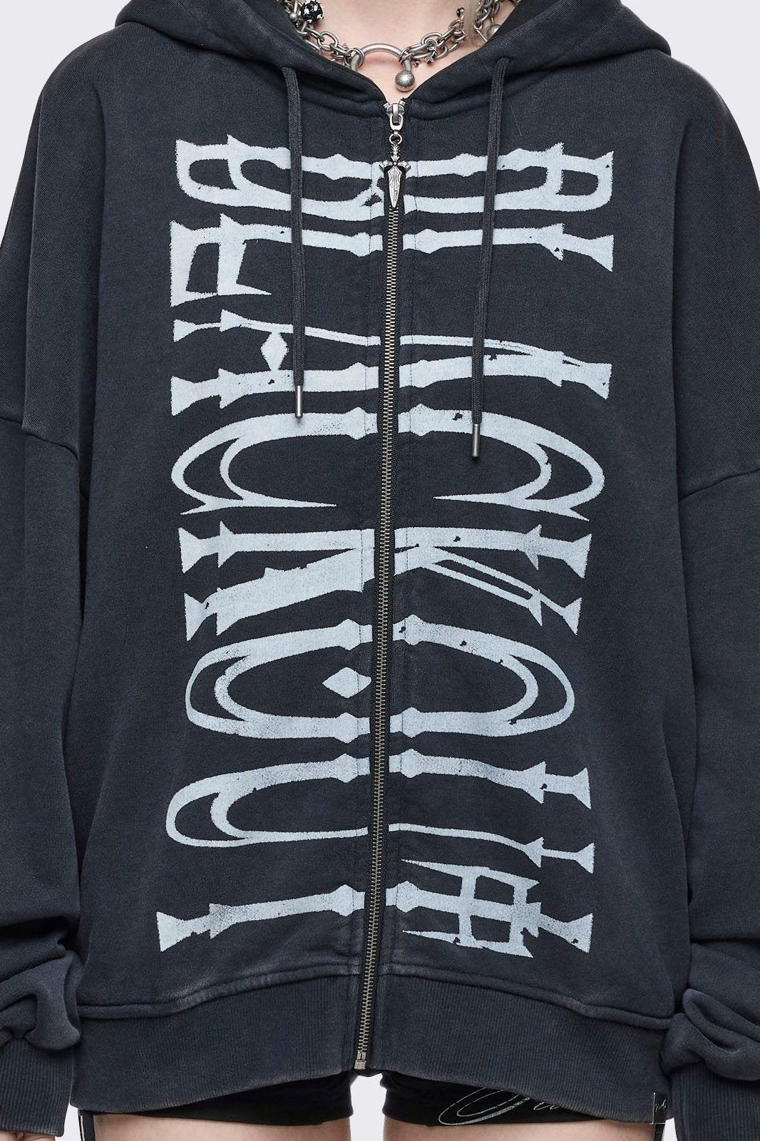 Blackout Washed Zip Up Hoodie - Image 3