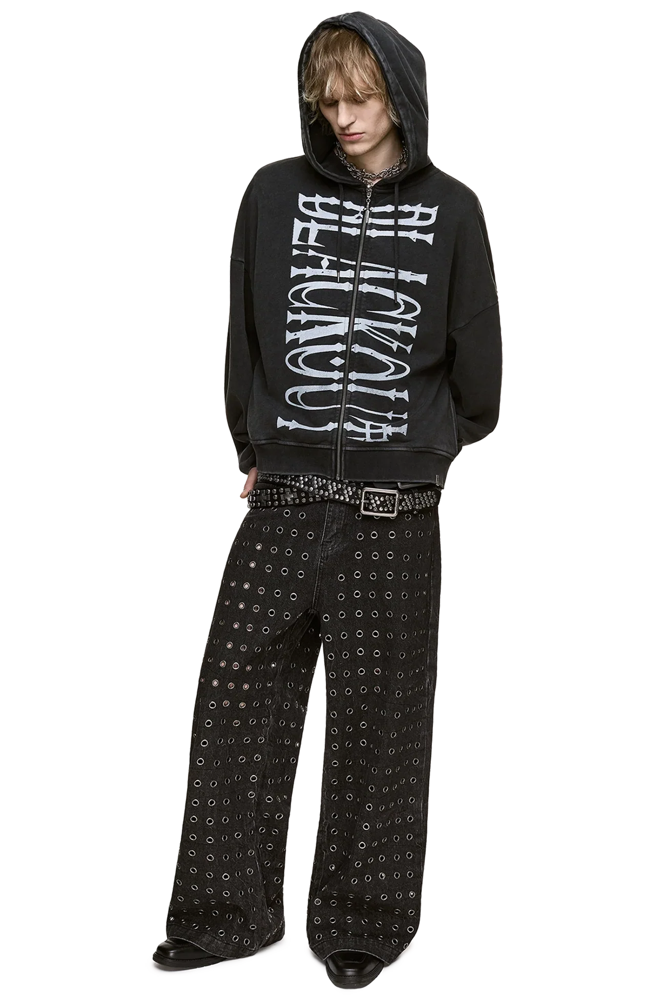 Blackout Washed Zip Up Hoodie - Image 3