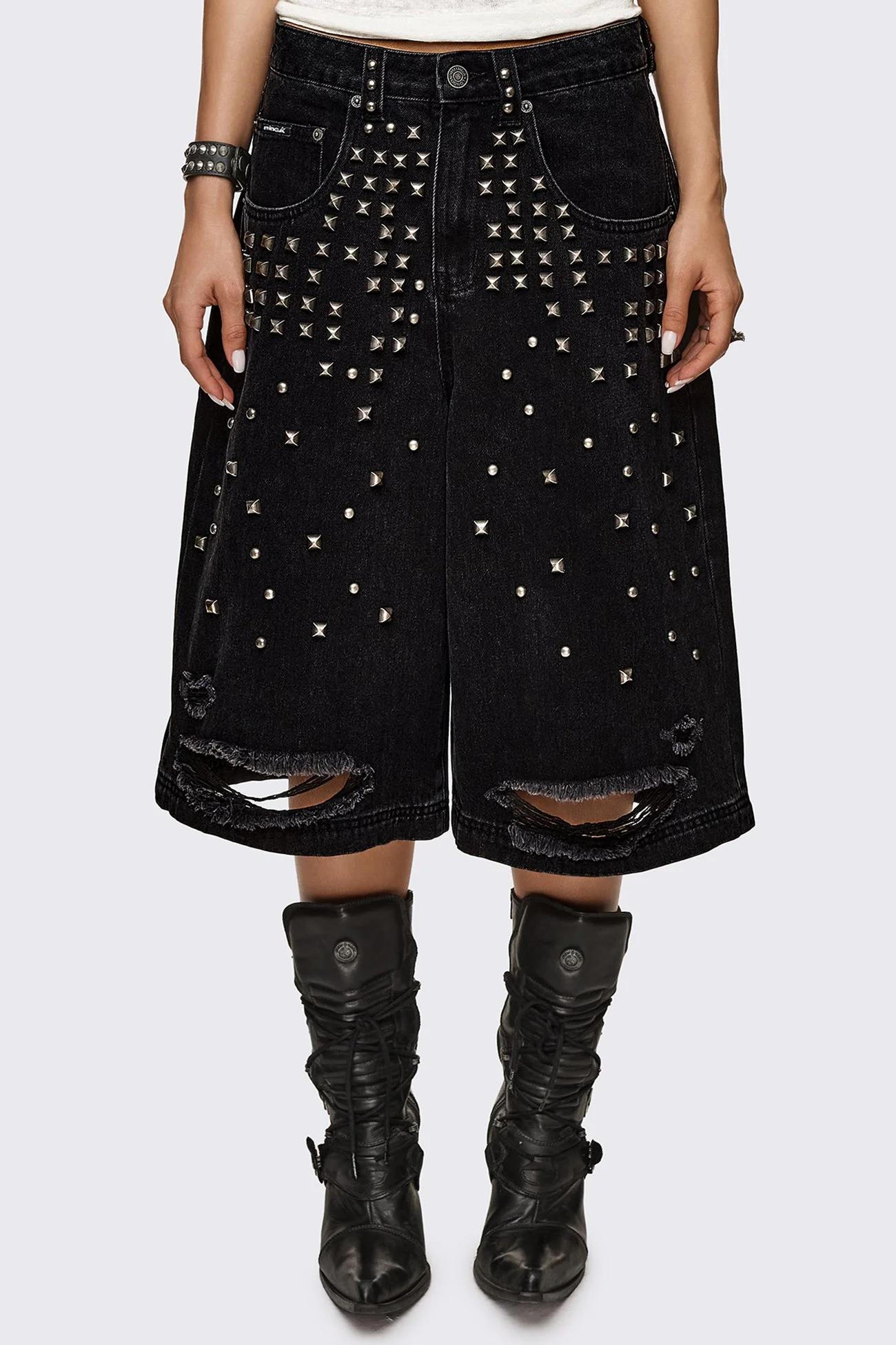 Brat Studded Distressed Jorts