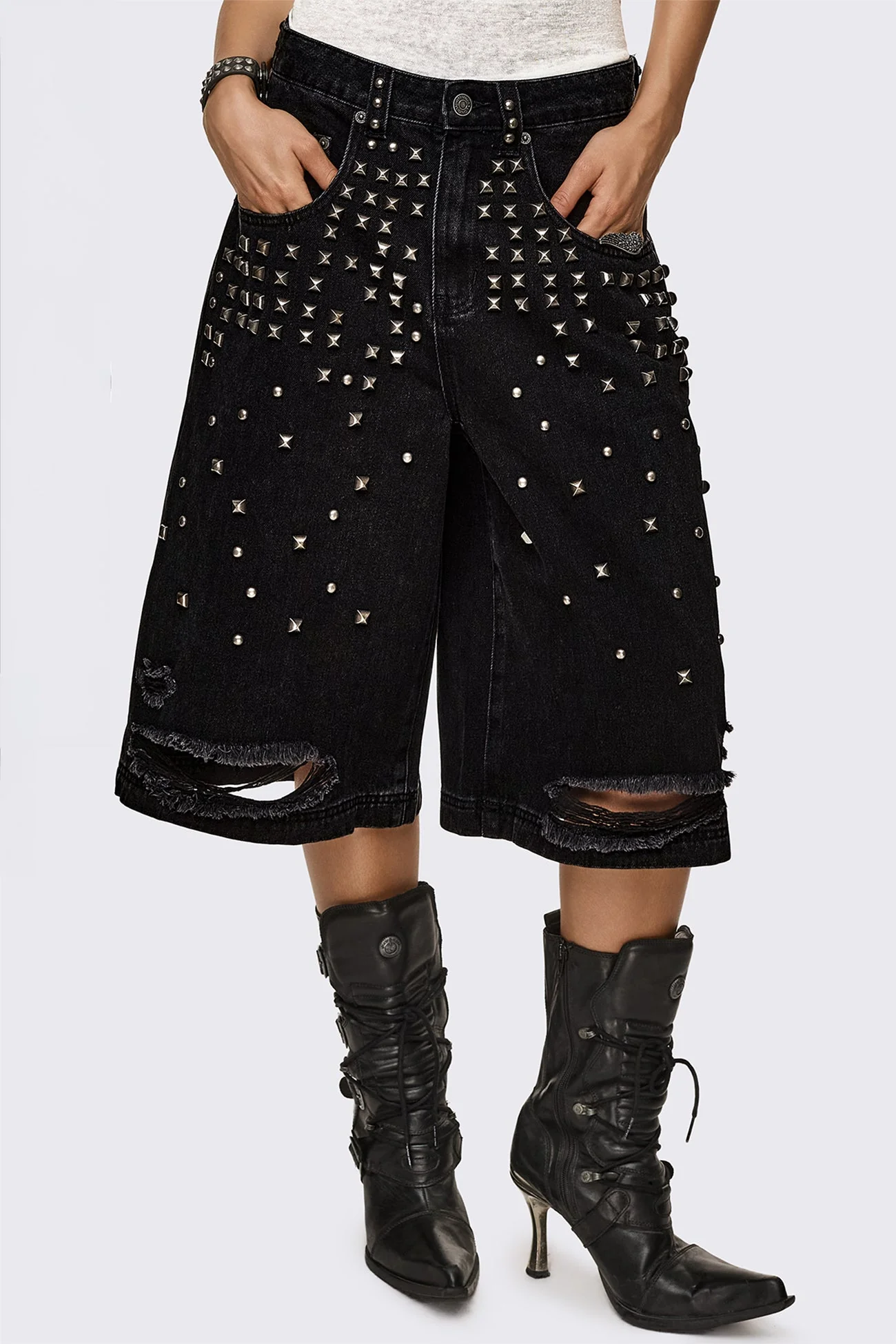 Brat Studded Distressed Jorts - Image 3