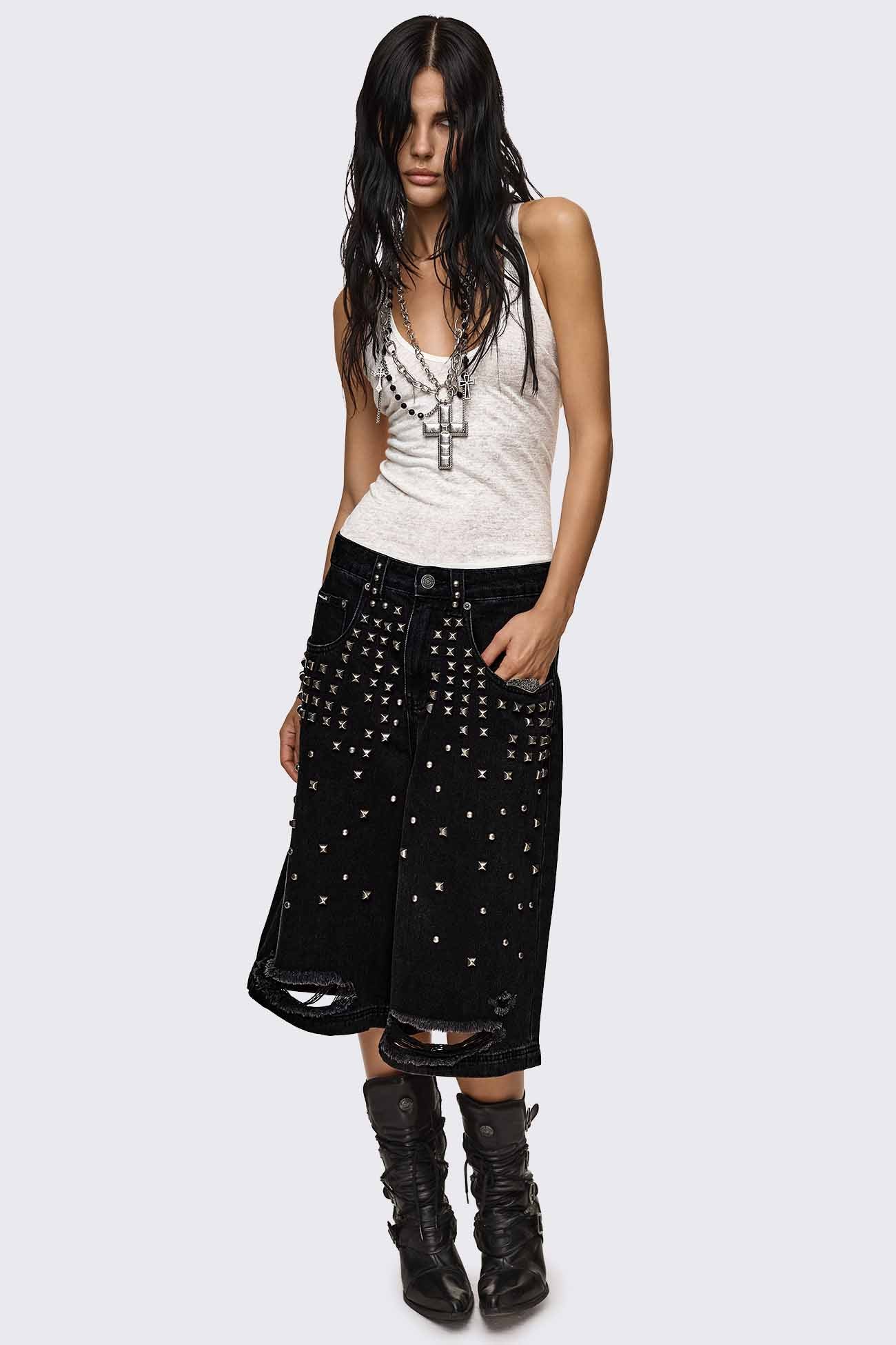 Brat Studded Distressed Jorts - Image 6