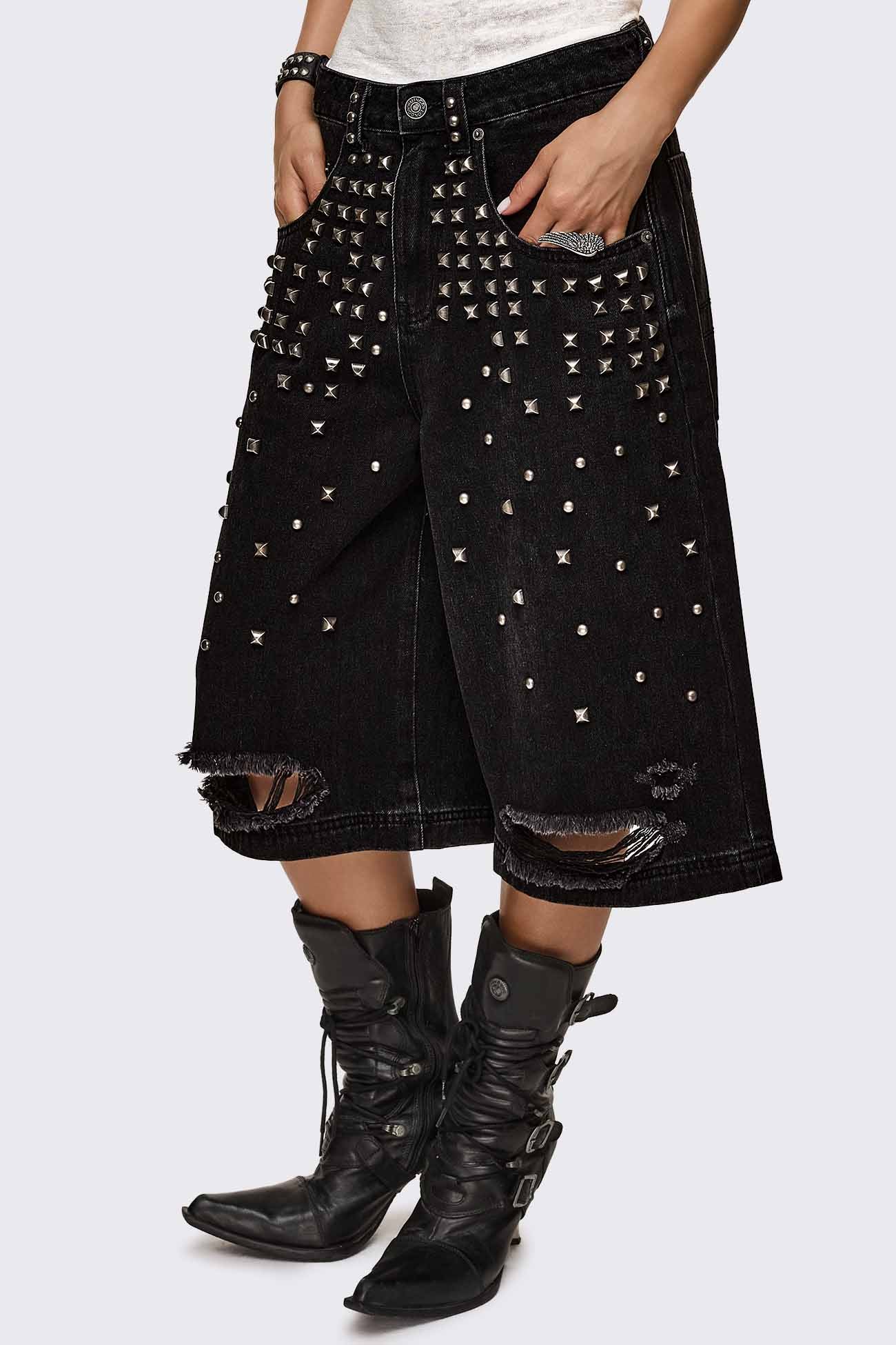 Brat Studded Distressed Jorts - Image 7