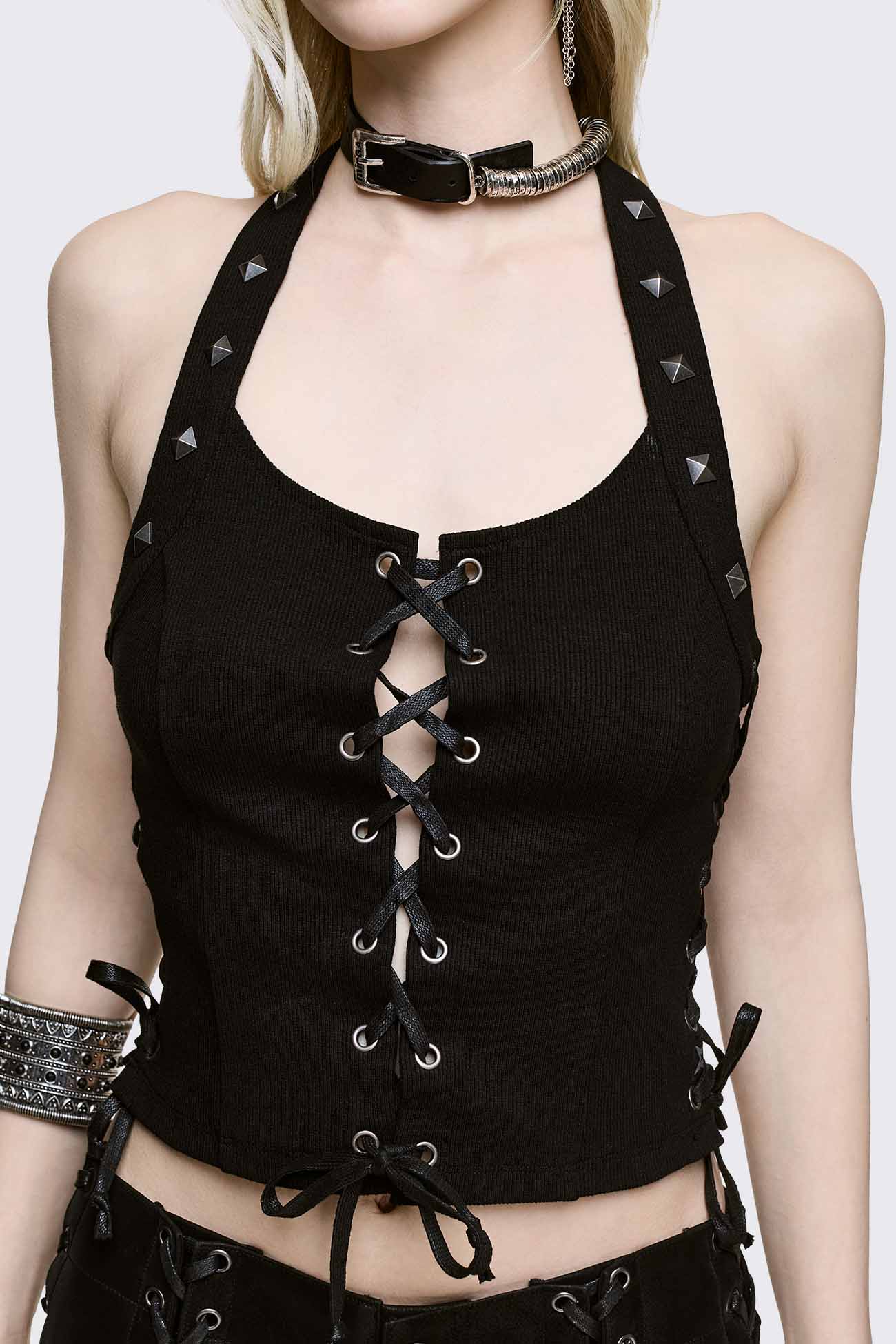 Dana Lace-Up Halter Top - Image 3