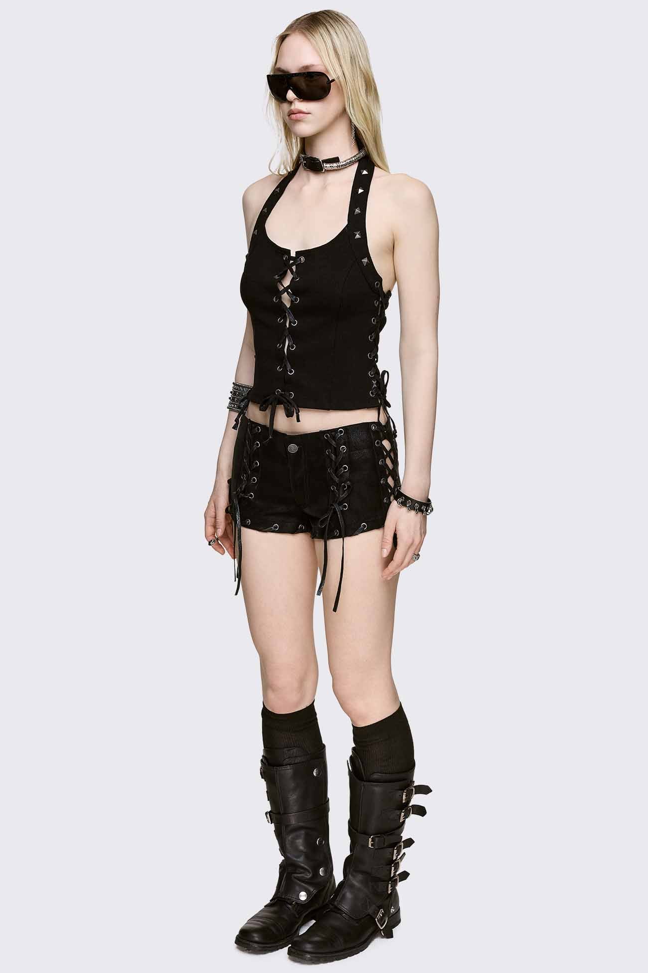Dana Lace-Up Halter Top - Image 5
