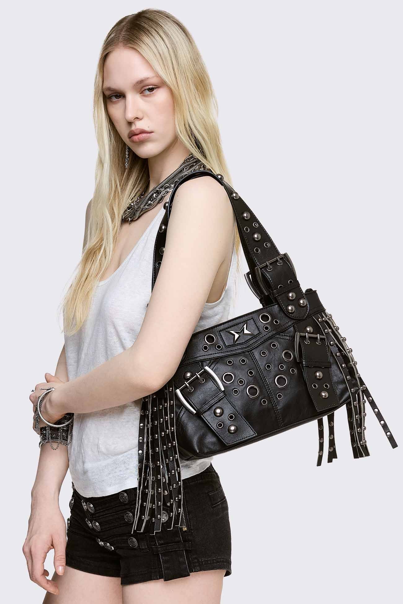 Fern Studded Fringe Shoulder Bag - Image 2