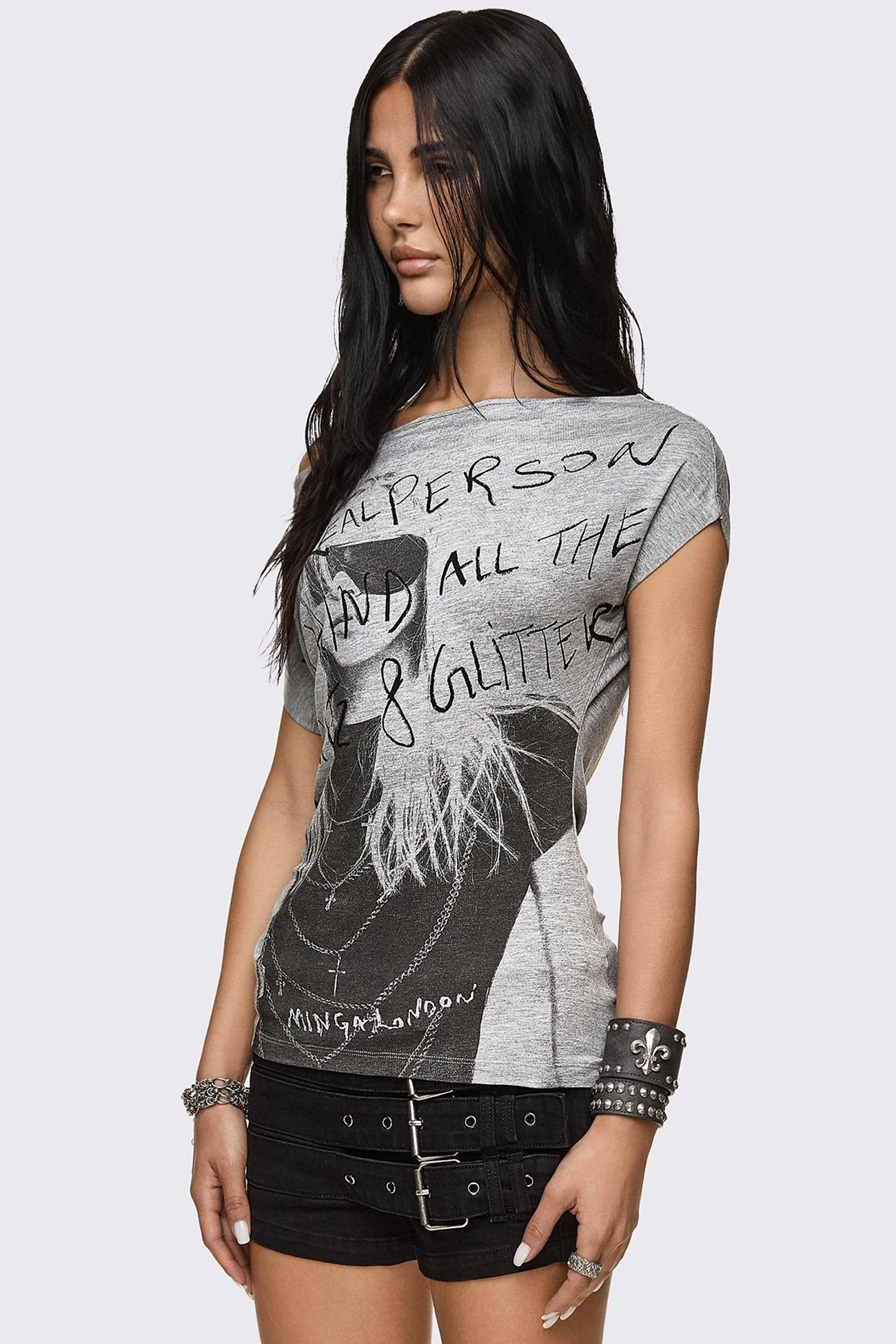 Glitz & Glitter Graphic Off-Shoulder Top - Image 4