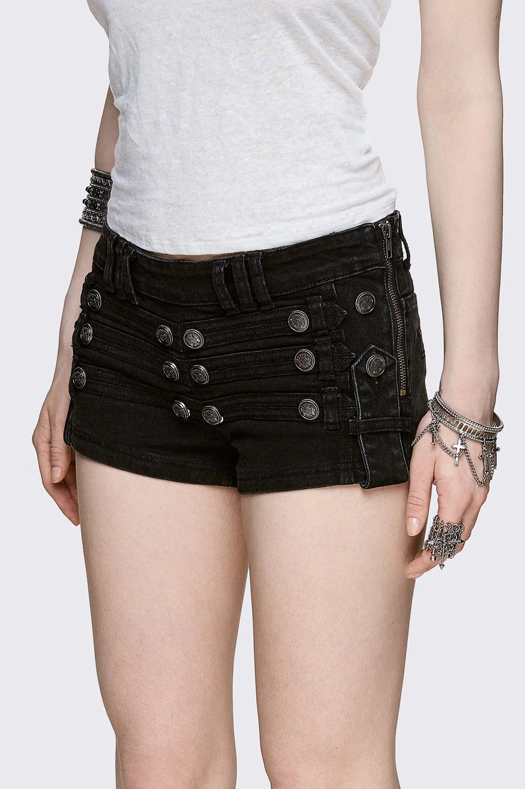 Hilda Military Mini Denim Shorts - Image 4