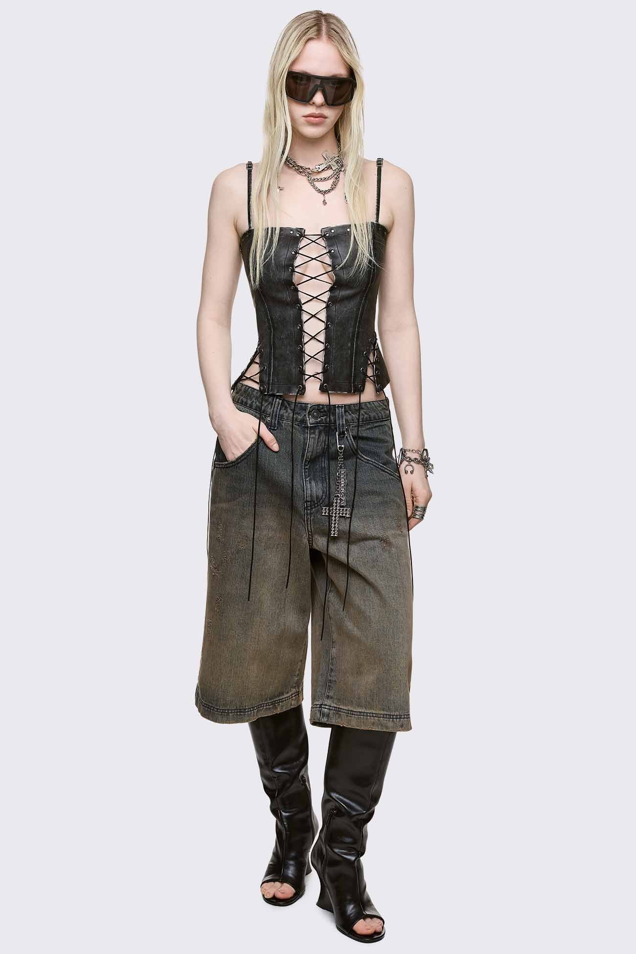 Jessie Faux Leather Corset Top - Image 4