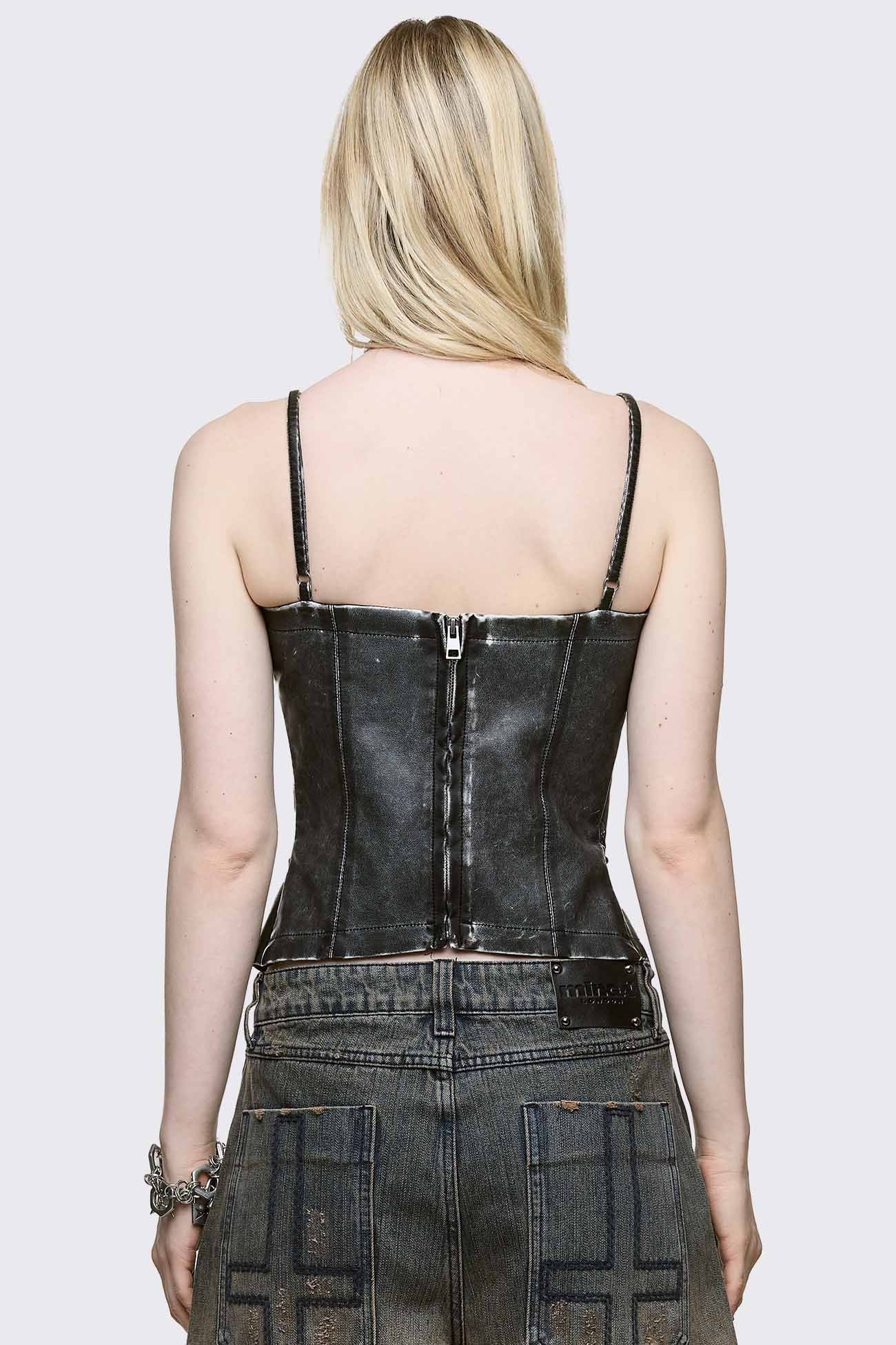 Jessie Faux Leather Corset Top - Image 5