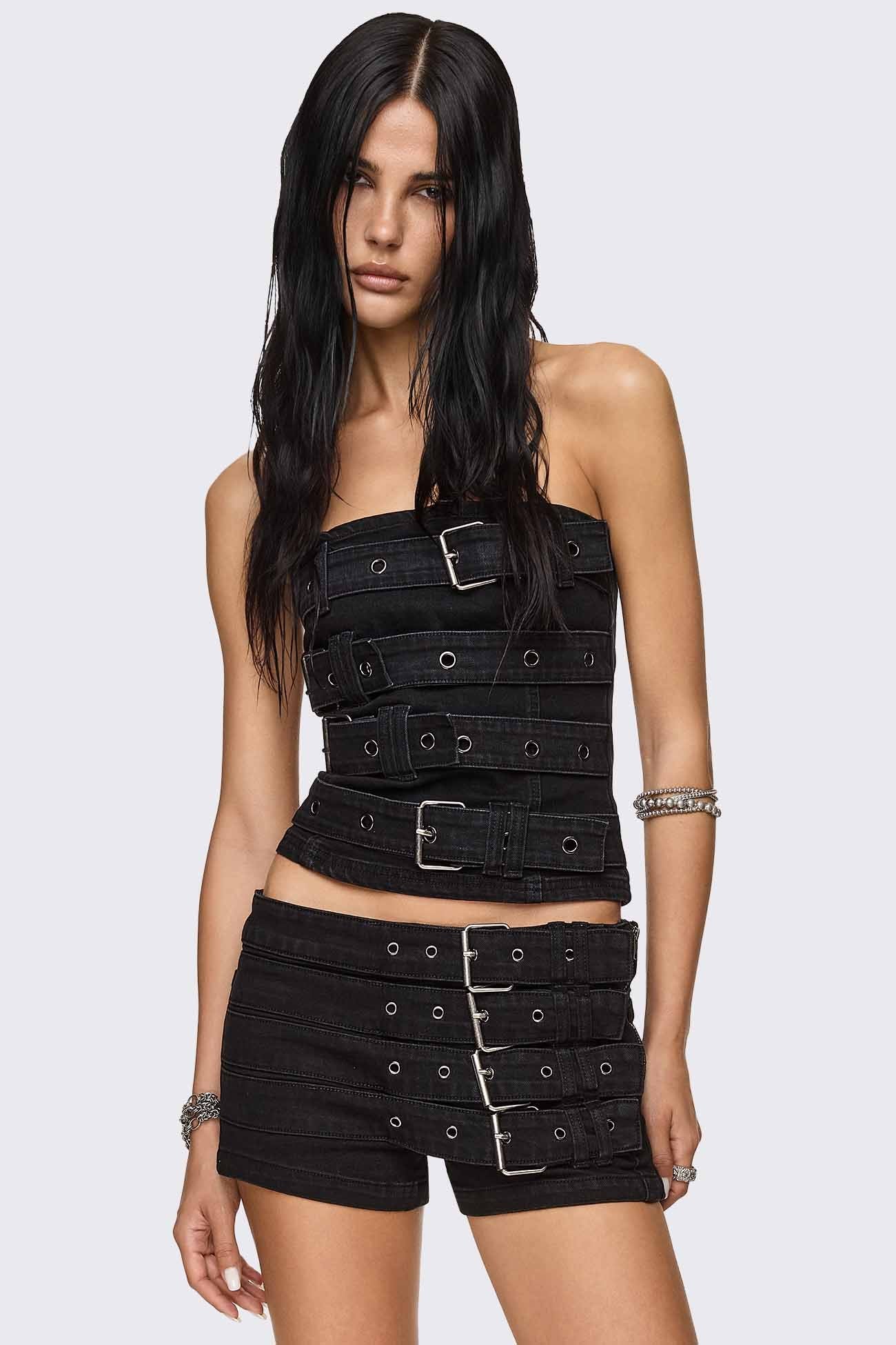 Kendrix Belted Denim Bandeau Top - Image 4