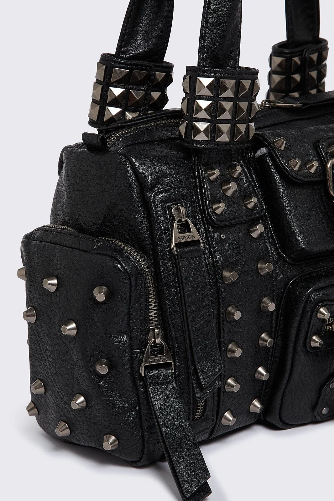 Myrrh Black Studded Faux Leather Shoulder Bag - Image 5