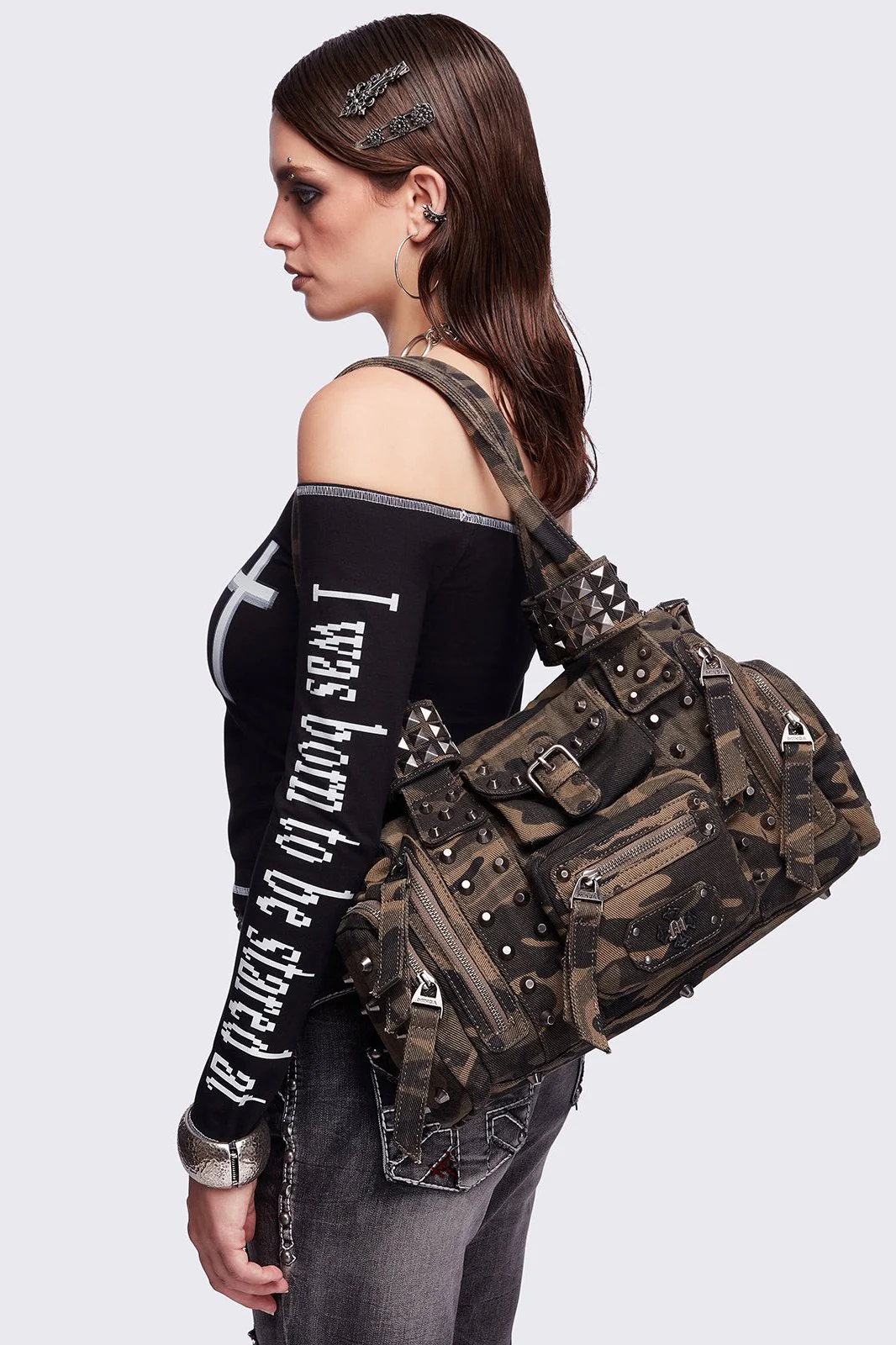 Myrrh Camo Studded Shoulder Bag - Image 3