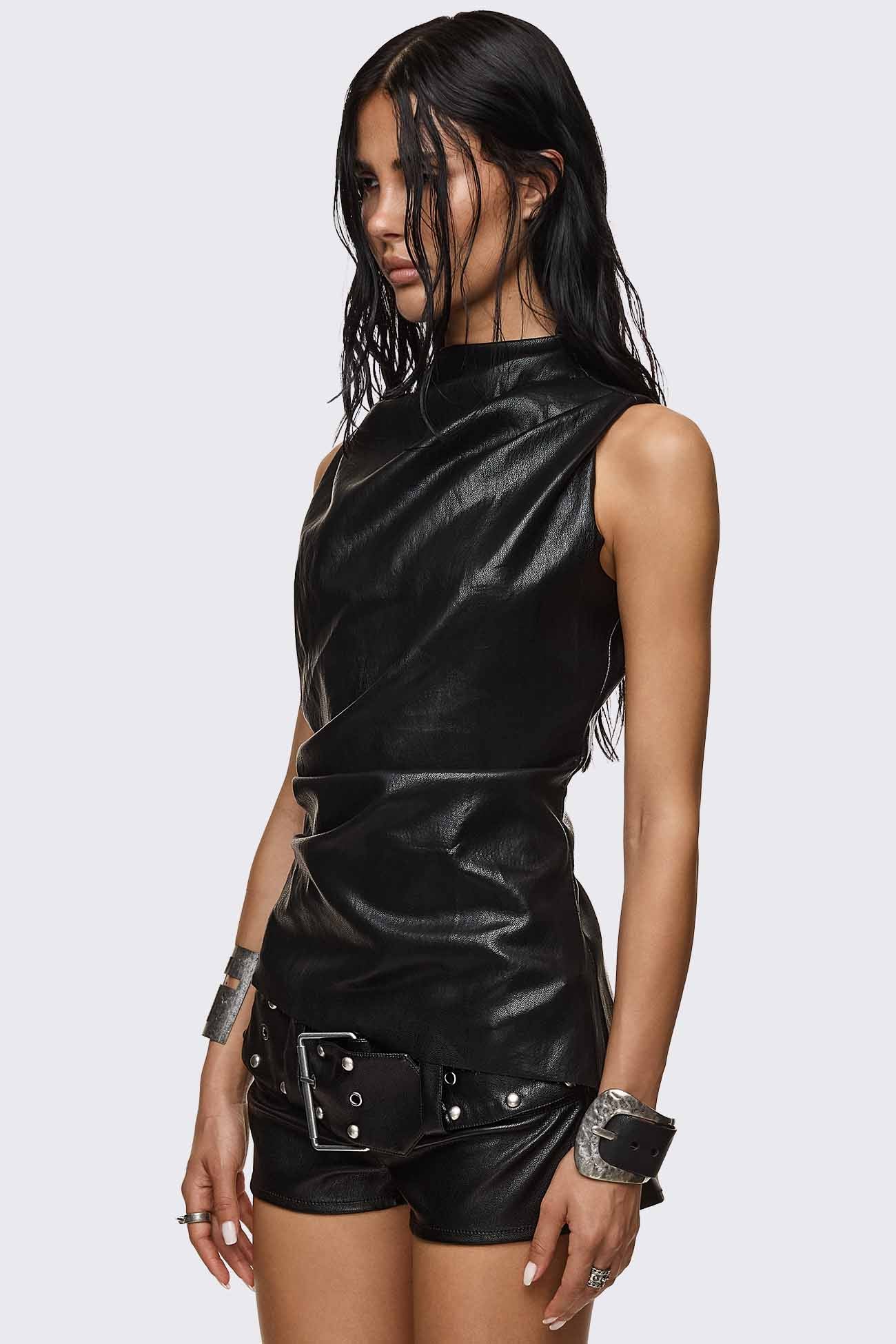 Null Faux Leather Vest Top - Image 3