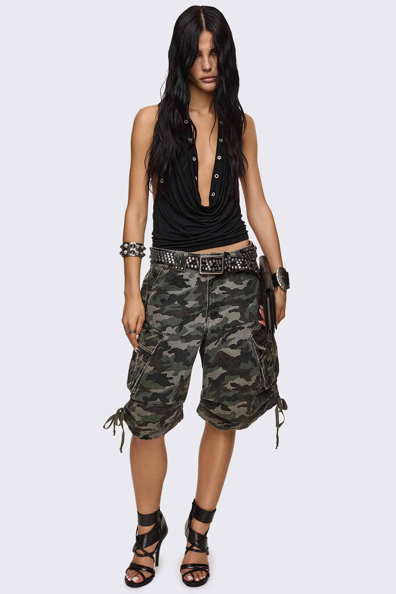 Off Radar Camo Cargo Jorts - Image 4