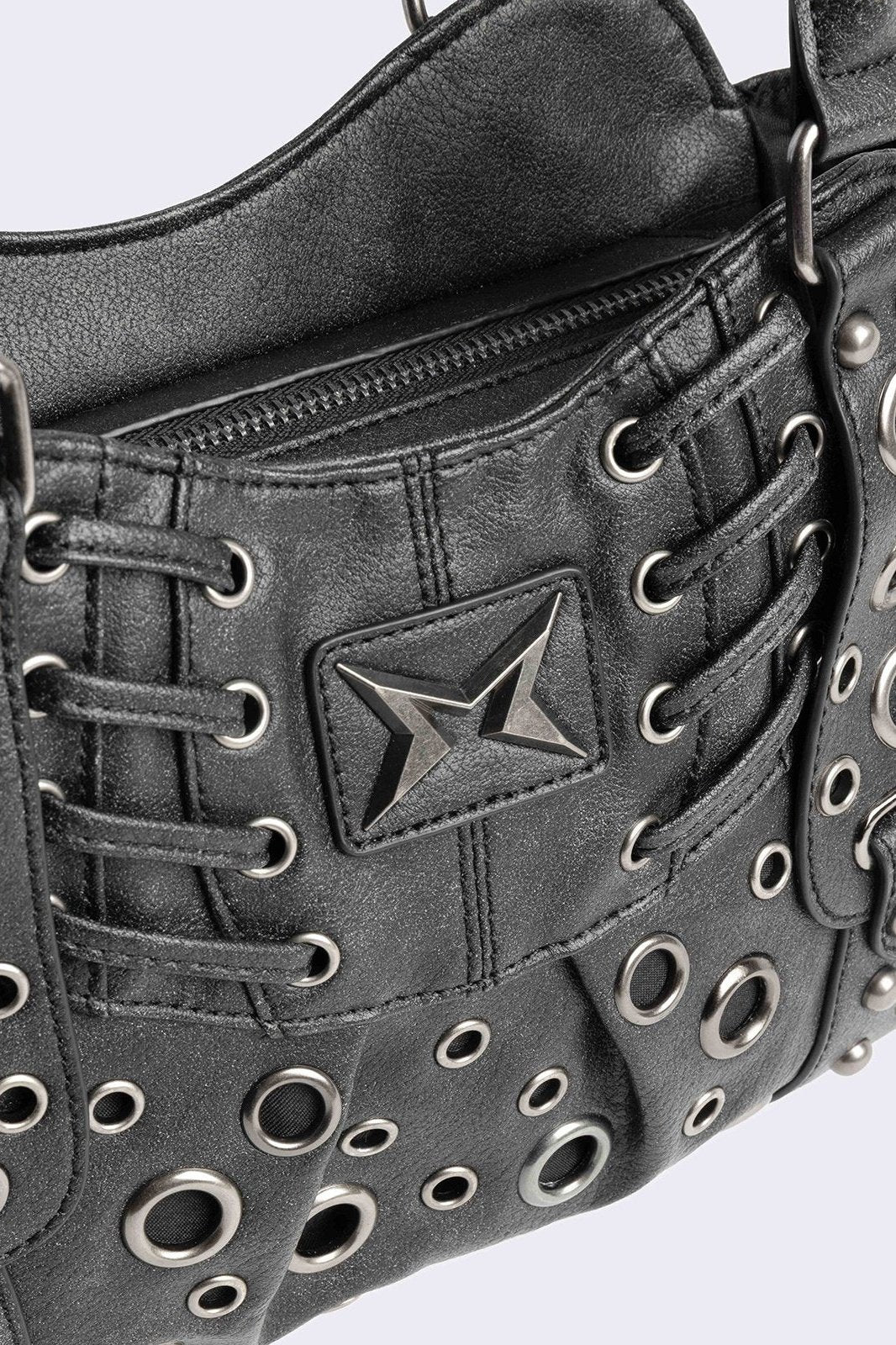 Rivet Faux Leather Shoulder Bag - Image 3