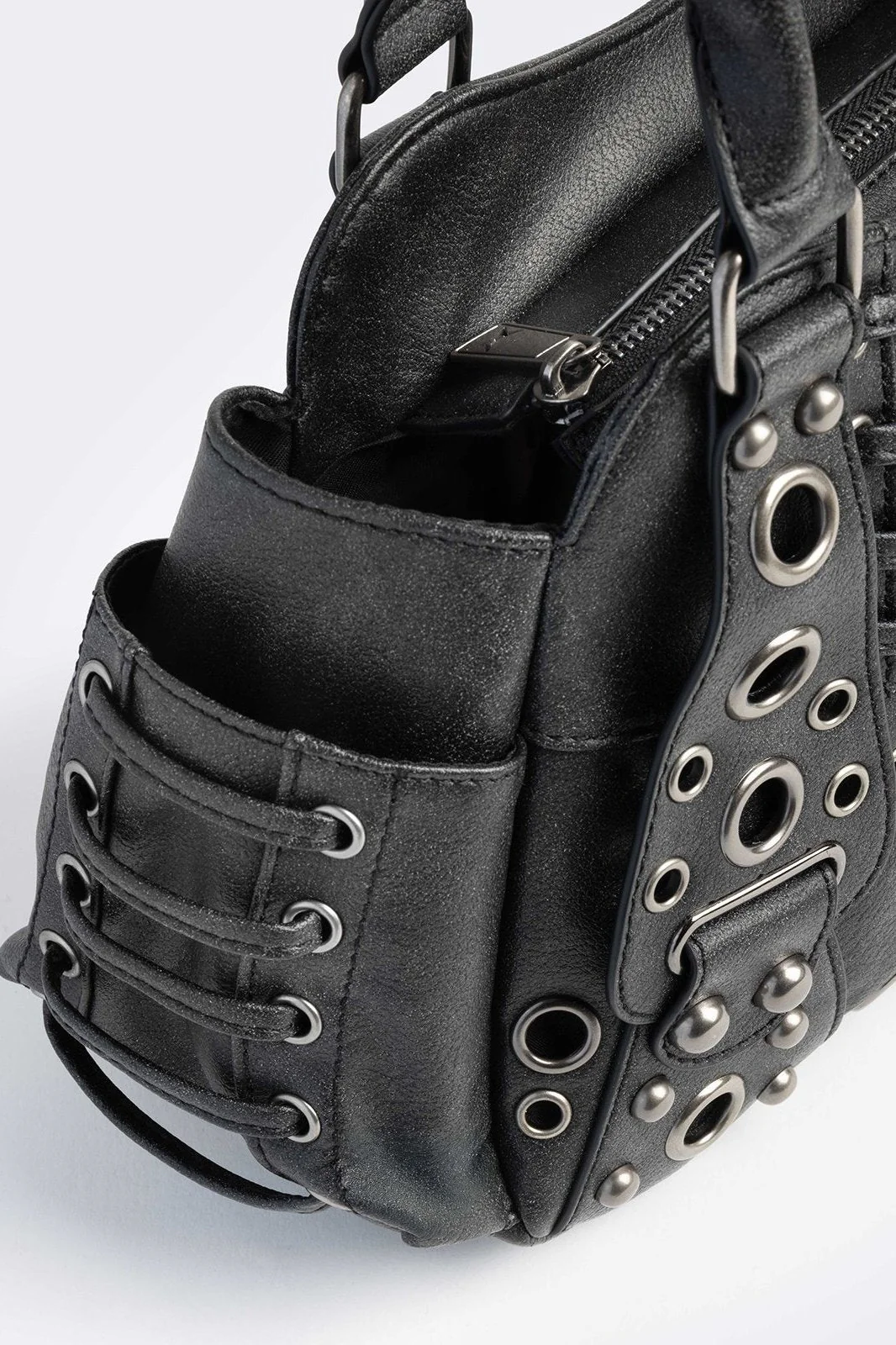 Rivet Faux Leather Shoulder Bag - Image 4