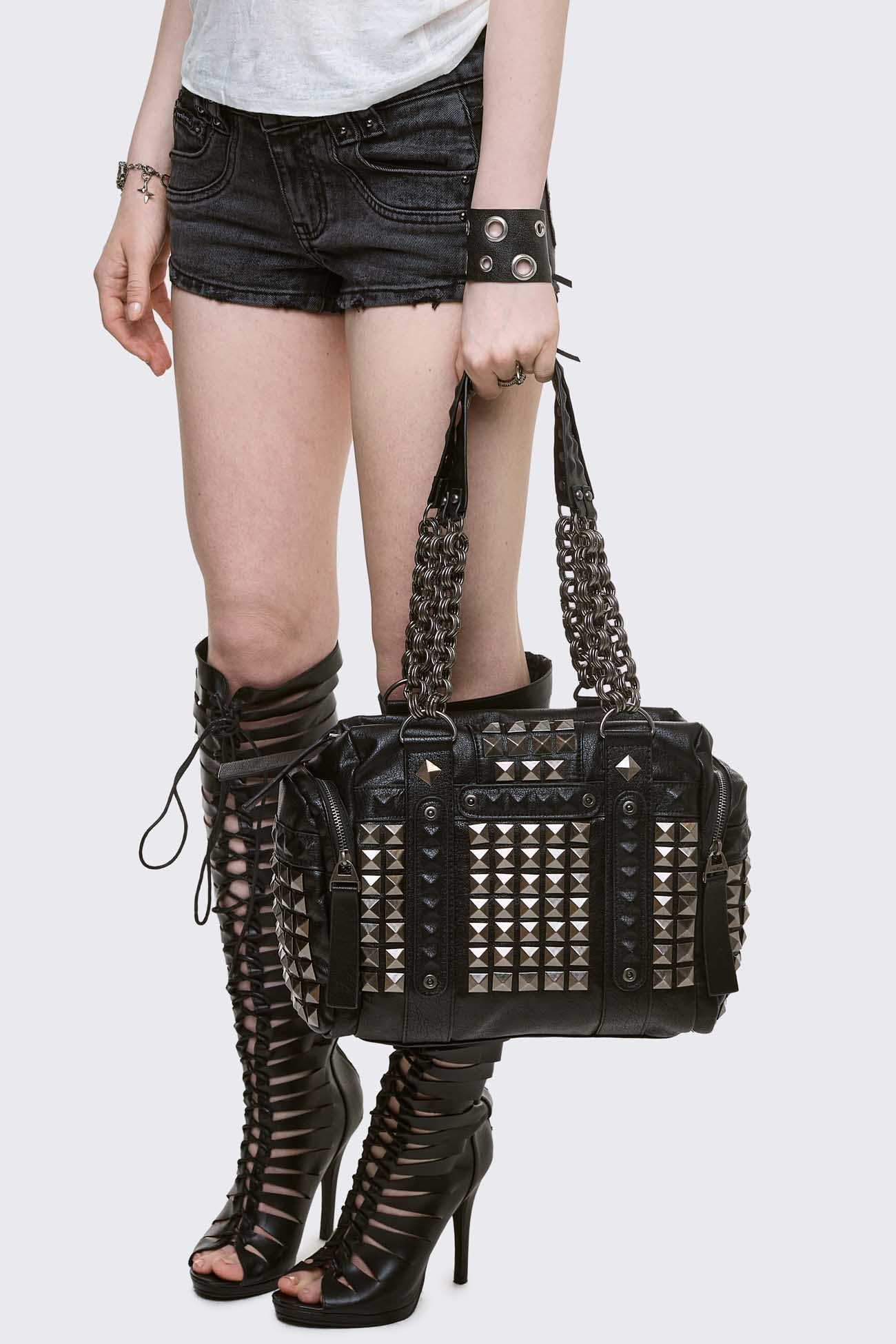 Ruthless Studded Faux Leather Shoulder Bag - Image 4