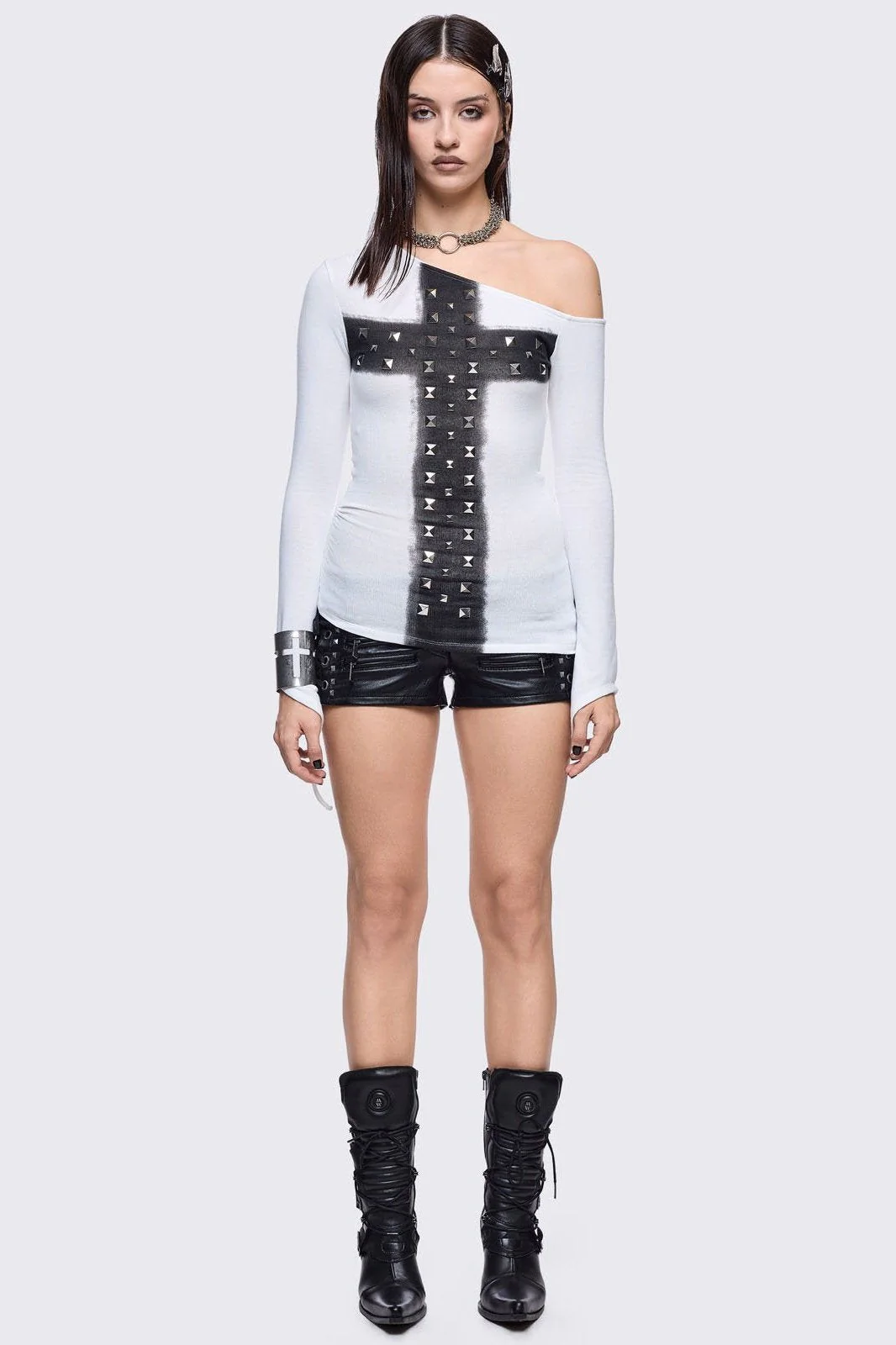 Savage Mini Faux Leather Shorts - Image 3